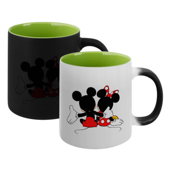 mickey and minnie hags, Κούπα Μαγική εσωτερικό πράσινο, κεραμική 330ml που αλλάζει χρώμα με το ζεστό ρόφημα