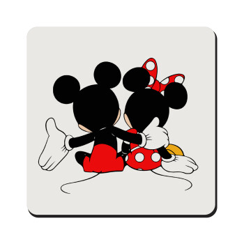 mickey and minnie hags, Τετράγωνο μαγνητάκι ξύλινο 9x9cm