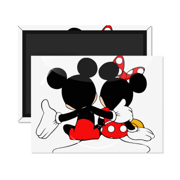 mickey and minnie hags, Ορθογώνιο μαγνητάκι ψυγείου διάστασης 9x6cm