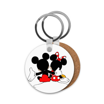 mickey and minnie hags, Μπρελόκ Ξύλινο στρογγυλό MDF Φ5cm