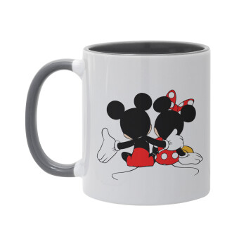 mickey and minnie hags, Κούπα χρωματιστή γκρι, κεραμική, 330ml