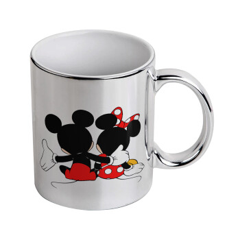 mickey and minnie hags, Mug ceramic, silver mirror, 330ml