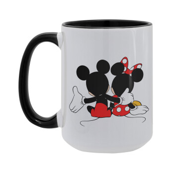 mickey and minnie hags, Κούπα Mega 15oz, κεραμική Μαύρη, 450ml
