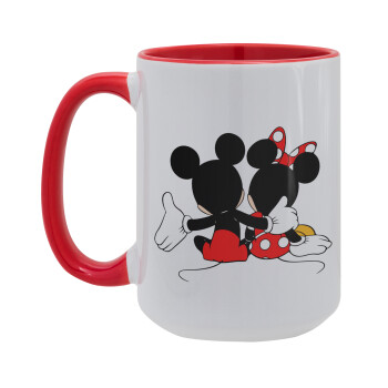 mickey and minnie hags, Κούπα Mega 15oz, κεραμική Κόκκινη, 450ml