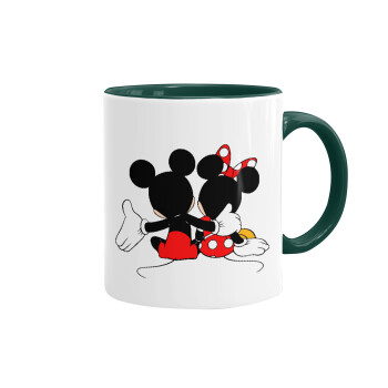 mickey and minnie hags, Κούπα χρωματιστή πράσινη, κεραμική, 330ml
