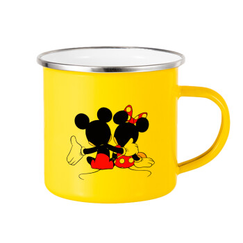 mickey and minnie hags, Yellow Enamel Metallic Cup 360ml