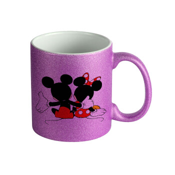 mickey and minnie hags, Κούπα Μωβ Glitter που γυαλίζει, κεραμική, 330ml