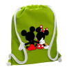 Backpack bag GYMBAG LIME GREEN, with pocket (40x48cm) & thick cords
