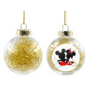 Transparent Christmas tree ball ornament with gold filling 8cm