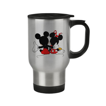 mickey and minnie hags, Stainless steel travel mug with lid, double wall 450ml