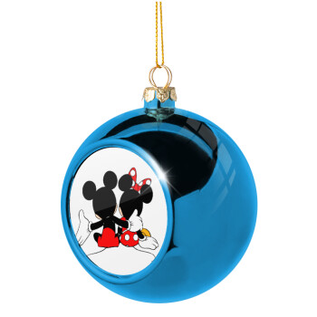 mickey and minnie hags, Χριστουγεννιάτικη μπάλα δένδρου Μπλε 8cm