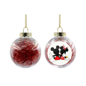 mickey and minnie hags, Χριστουγεννιάτικη μπάλα δένδρου διάφανη με κόκκινο γέμισμα 8cm