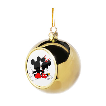mickey and minnie hags, Χριστουγεννιάτικη μπάλα δένδρου Χρυσή 8cm