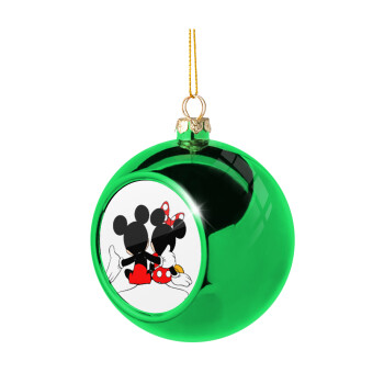 mickey and minnie hags, Χριστουγεννιάτικη μπάλα δένδρου Πράσινη 8cm