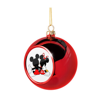 mickey and minnie hags, Χριστουγεννιάτικη μπάλα δένδρου Κόκκινη 8cm