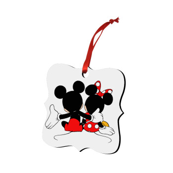 mickey and minnie hags, Στολίδι Χριστουγεννιάτικο στολίδι polygon ξύλινο 7.5cm