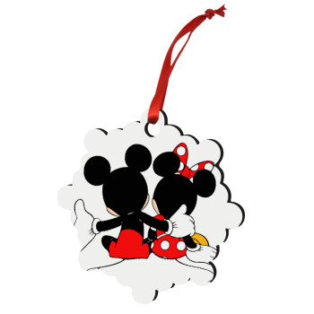 mickey and minnie hags, Στολίδι Χριστουγεννιάτικο στολίδι snowflake ξύλινο 7.5cm