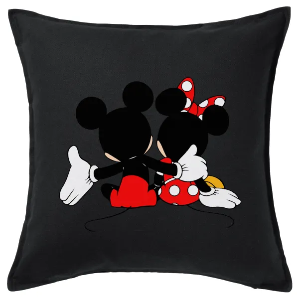 mickey and minnie hags — Μαξιλάρι καναπέ Μαύρο 100% βαμβάκι, περιέχεται το γέμισμα (50x50cm)