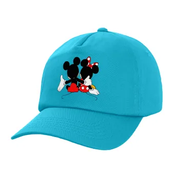mickey and minnie hags, Καπέλο παιδικό Baseball, 100% Βαμβακερό Twill, Γαλάζιο (ΒΑΜΒΑΚΕΡΟ, ΠΑΙΔΙΚΟ, UNISEX, ONE SIZE)
