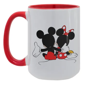 mickey and minnie hags, Κούπα Mega 15oz, κεραμική Κόκκινη, 450ml