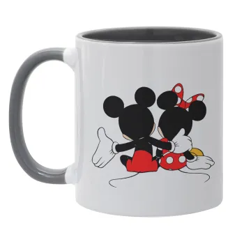 mickey and minnie hags, Κούπα χρωματιστή γκρι, κεραμική, 330ml