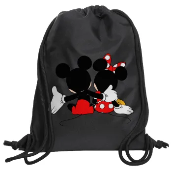 mickey and minnie hags, Backpack pouch GYMBAG Black, with pocket (40x48cm) & thick cords
