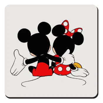 mickey and minnie hags, Τετράγωνο μαγνητάκι ξύλινο 9x9cm