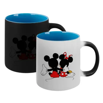 mickey and minnie hags, Κούπα Μαγική εσωτερικό μπλε, κεραμική 330ml που αλλάζει χρώμα με το ζεστό ρόφημα
