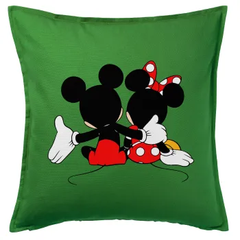 mickey and minnie hags, Μαξιλάρι καναπέ Πράσινο 100% βαμβάκι, περιέχεται το γέμισμα (50x50cm)