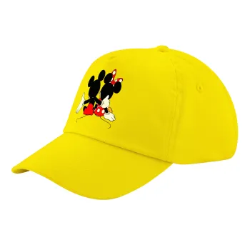 mickey and minnie hags, Child's Baseball Cap, 100% Cotton Twill, Yellow (COTTON, CHILD, UNISEX, ONE SIZE)