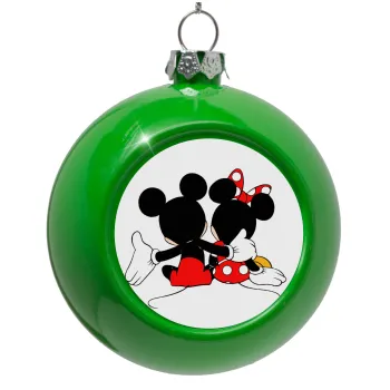 mickey and minnie hags, Green Christmas tree ornament bauble 8cm