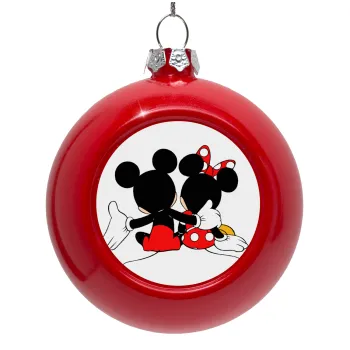 mickey and minnie hags, Red Christmas tree ornament bauble 8cm