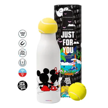 mickey and minnie hags, Μπάλα τένις μεταλλικό παγούρι θερμός, διπλού τοιχώματος, 550ml