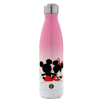 mickey and minnie hags, Metal mug thermos Pink/White (Stainless steel), double wall, 500ml