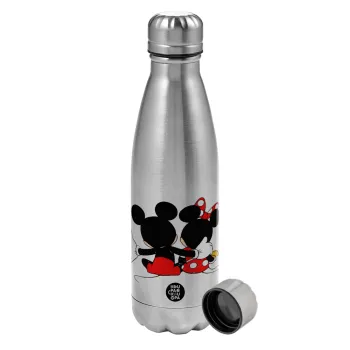mickey and minnie hags, Metallic water bottle, stainless steel, 750ml