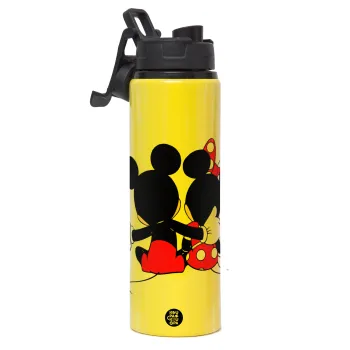 mickey and minnie hags, Μεταλλικό παγούρι νερού με καπάκι ασφαλείας, αλουμινίου 850ml