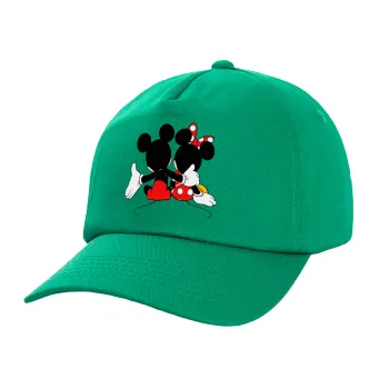 mickey and minnie hags, Adult Baseball Cap, 100% Cotton, Green (COTTON, ADULT, UNISEX, ONE SIZE)