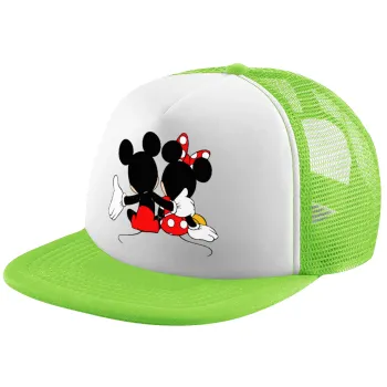 mickey and minnie hags, Καπέλο Ενηλίκων Soft Trucker με Δίχτυ ΠΡΑΣΙΝΟ/ΛΕΥΚΟ (POLYESTER, ΕΝΗΛΙΚΩΝ, ONE SIZE)