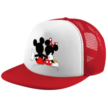 mickey and minnie hags, Καπέλο παιδικό Soft Trucker με Δίχτυ ΚΟΚΚΙΝΟ/ΛΕΥΚΟ (POLYESTER, ΠΑΙΔΙΚΟ, ONE SIZE)