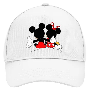 mickey and minnie hags, Καπέλο Ενηλίκων Baseball, Drill, Λευκό (100% ΒΑΜΒΑΚΕΡΟ, ΕΝΗΛΙΚΩΝ, UNISEX, ONE SIZE)
