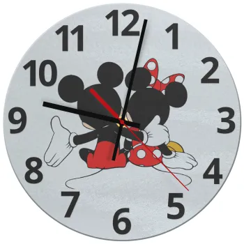 mickey and minnie hags, Ρολόι τοίχου γυάλινο (30cm)