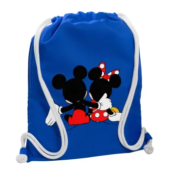 mickey and minnie hags, Τσάντα πλάτης πουγκί GYMBAG Μπλε, με τσέπη (40x48cm) & χονδρά κορδόνια