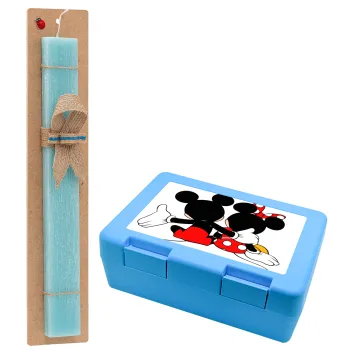mickey and minnie hags, Easter Set, children's snack container BLUE & Easter aromatic flat candle (30cm) (TURQUOISE)
