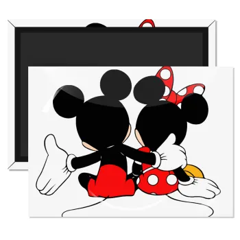 mickey and minnie hags, Ορθογώνιο μαγνητάκι ψυγείου διάστασης 9x6cm