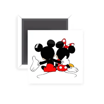 mickey and minnie hags, Μαγνητάκι ψυγείου τετράγωνο διάστασης 5x5cm