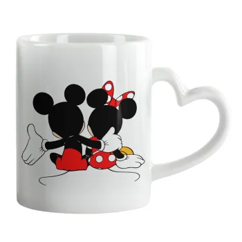 mickey and minnie hags, Mug heart handle, ceramic, 330ml