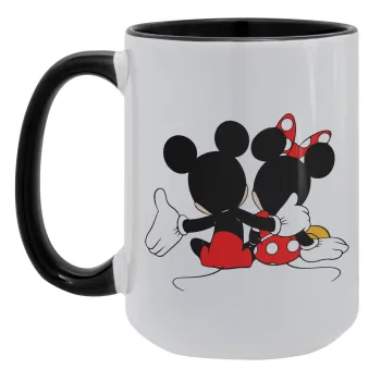 mickey and minnie hags, Κούπα Mega 15oz, κεραμική Μαύρη, 450ml
