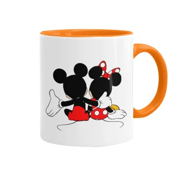 mickey and minnie hags, Κούπα χρωματιστή πορτοκαλί, κεραμική, 330ml