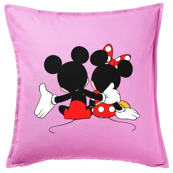 mickey and minnie hags, Μαξιλάρι καναπέ ΡΟΖ 100% βαμβάκι, περιέχεται το γέμισμα (50x50cm)