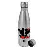 Metallic water bottle, stainless steel, 750ml